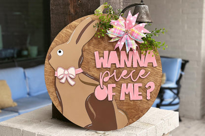 Chocolate Bunny Easter Door Hanger SVG, Funny Easter Laser Cut File, 3D Layered Easter Sign, Spring Laser Sign, Glowforge Xtool File