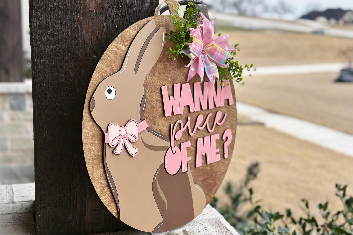 Chocolate Bunny Easter Door Hanger SVG, Funny Easter Laser Cut File, 3D Layered Easter Sign, Spring Laser Sign, Glowforge Xtool File