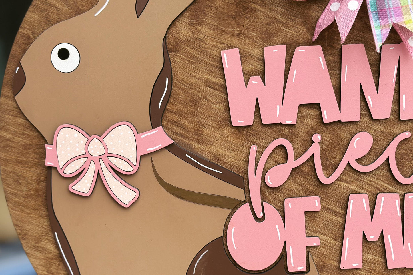 Chocolate Bunny Easter Door Hanger SVG, Funny Easter Laser Cut File, 3D Layered Easter Sign, Spring Laser Sign, Glowforge Xtool File