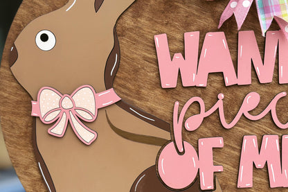 Chocolate Bunny Easter Door Hanger SVG, Funny Easter Laser Cut File, 3D Layered Easter Sign, Spring Laser Sign, Glowforge Xtool File