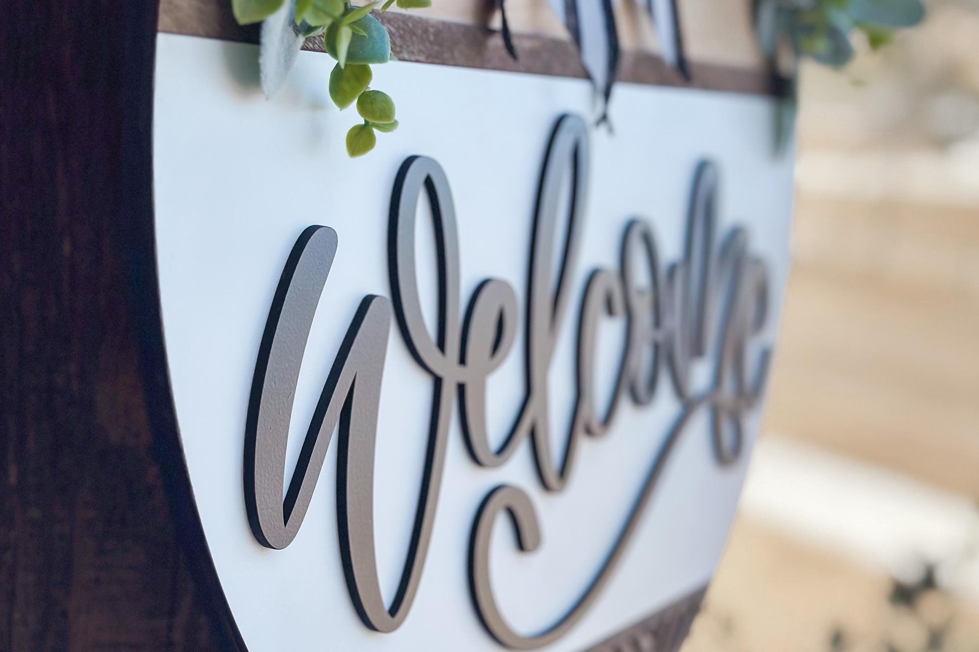 Welcome Sign SVG Laser Cut File, Round Door Hanger SVG, Farmhouse Welcome Sign Layered 3D Laser File Glowforge Wood Cut File | Geometric SVG
