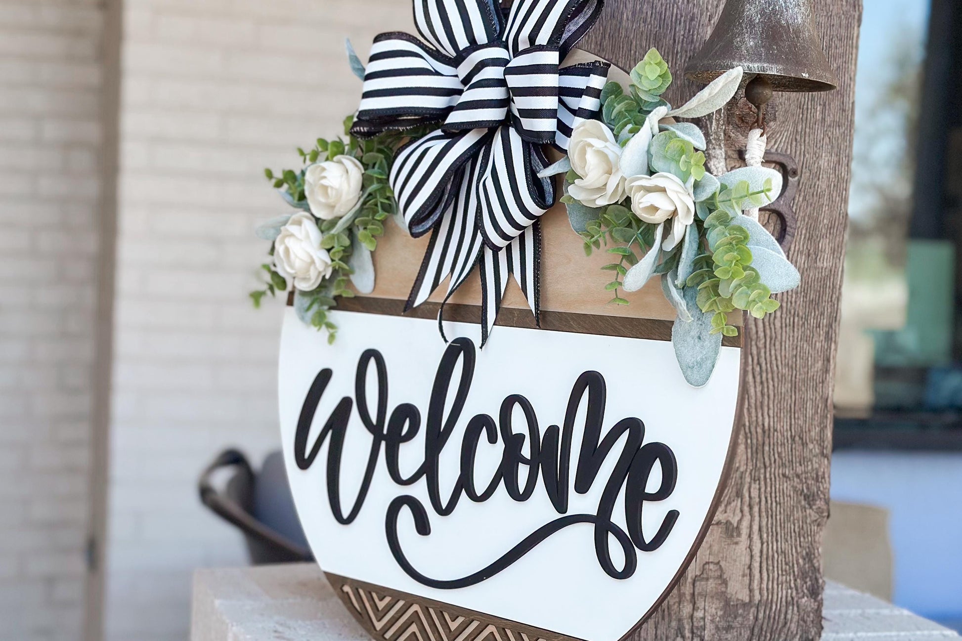 Welcome Sign SVG Laser Cut File, Round Door Hanger SVG, Farmhouse Welcome Sign Layered 3D Laser File Glowforge Wood Cut File | Geometric SVG