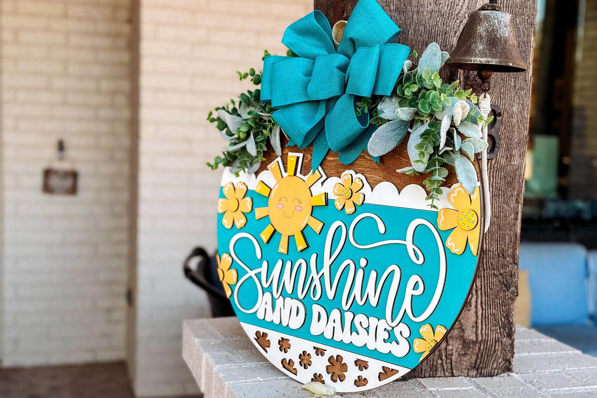 Sunshine and Daisies SVG, Laser Cut Door Hanger, Summer Porch Sign, Farmhouse Laser Cut File, Glowforge Xtool File, DIY Summer Decor