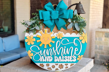 Sunshine and Daisies SVG, Laser Cut Door Hanger, Summer Porch Sign, Farmhouse Laser Cut File, Glowforge Xtool File, DIY Summer Decor