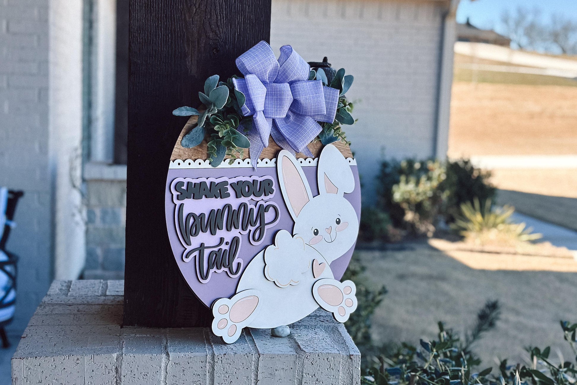 Shake Your Bunny Tail Door Hanger SVG | 3D Easter Bunny Sign | Laser Cut File for Glowforge & Xtool | Layered Farmhouse Spring Decor