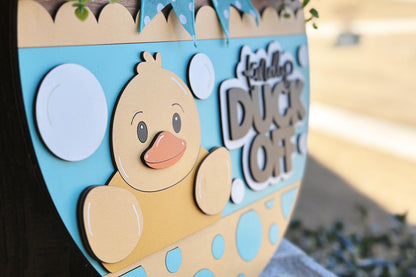 Kindly Duck Off SVG, Funny Door Hanger Laser Cut File, Rubber Ducky Sign, Layered Glowforge Xtool Cut File, DIY Wood Decor Funny Duck SVG