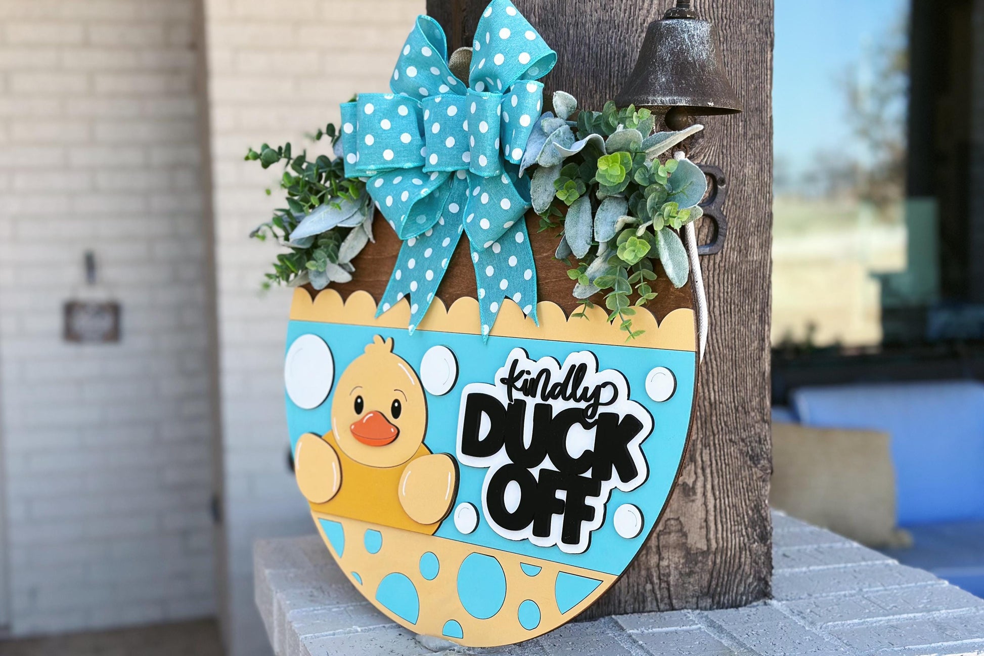 Kindly Duck Off SVG, Funny Door Hanger Laser Cut File, Rubber Ducky Sign, Layered Glowforge Xtool Cut File, DIY Wood Decor Funny Duck SVG