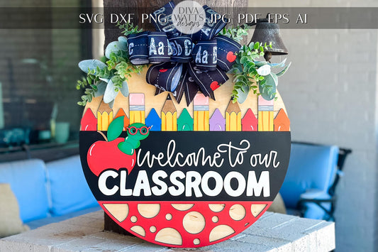 Welcome to Class Door Sign SVG, Teacher Classroom Sign, Back to School Laser Cut File, 3D Layered School Sign, Glowforge, Xtool, Omtech