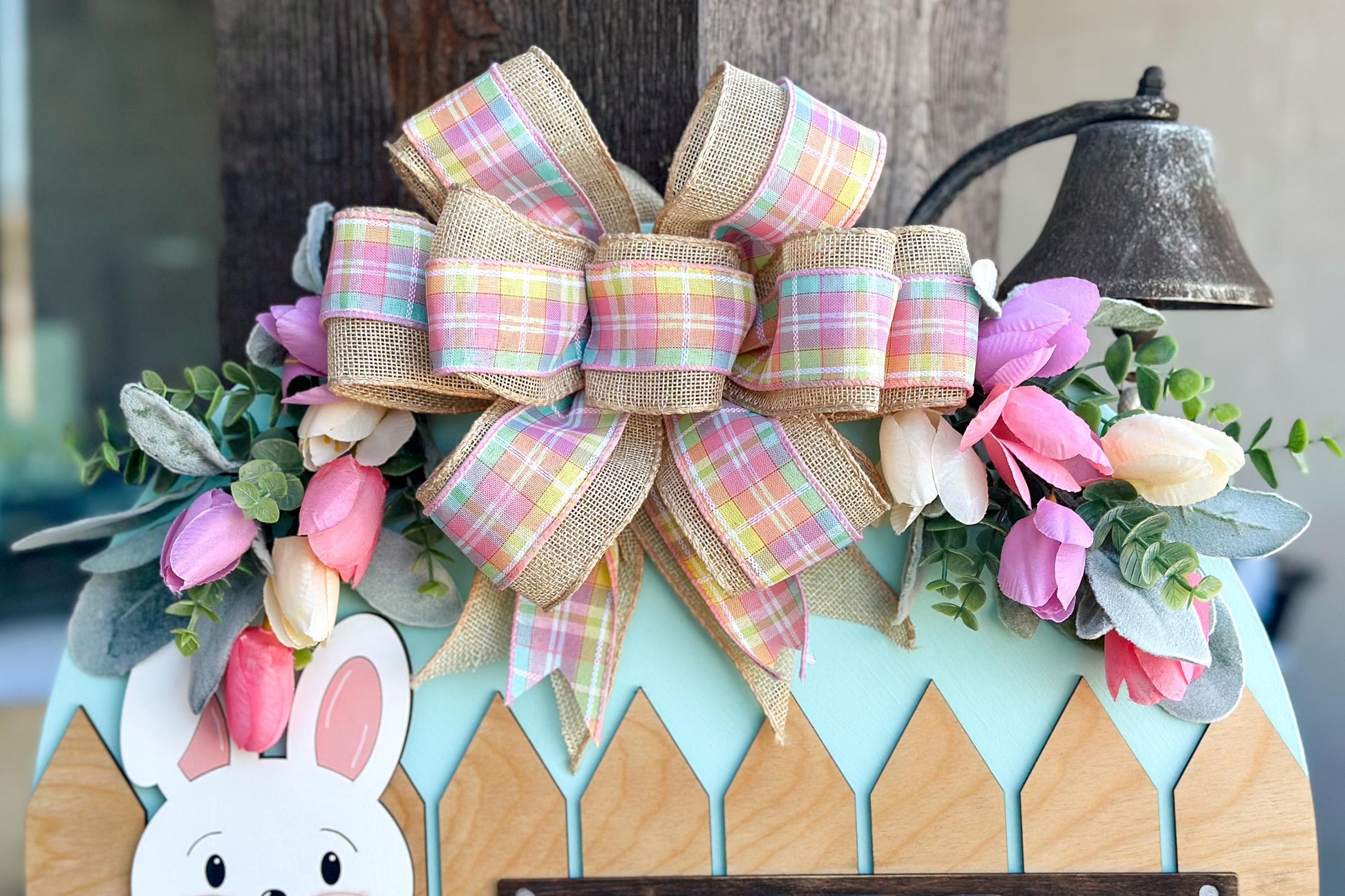 Easter Bunny Door Hanger SVG, Happy Easter Laser Cut File, Layered Round Sign, Farmhouse Spring Decor, Glowforge Xtool SVG