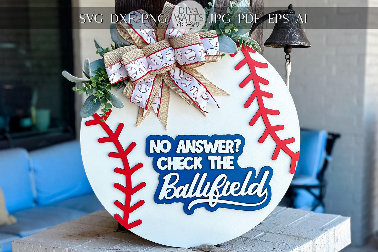 Baseball Door Hanger SVG Laser File | No Answer Check the Ballfield Sign | 3D Layered Laser Cut File | Xtool Glowforge Cut File Round Sign