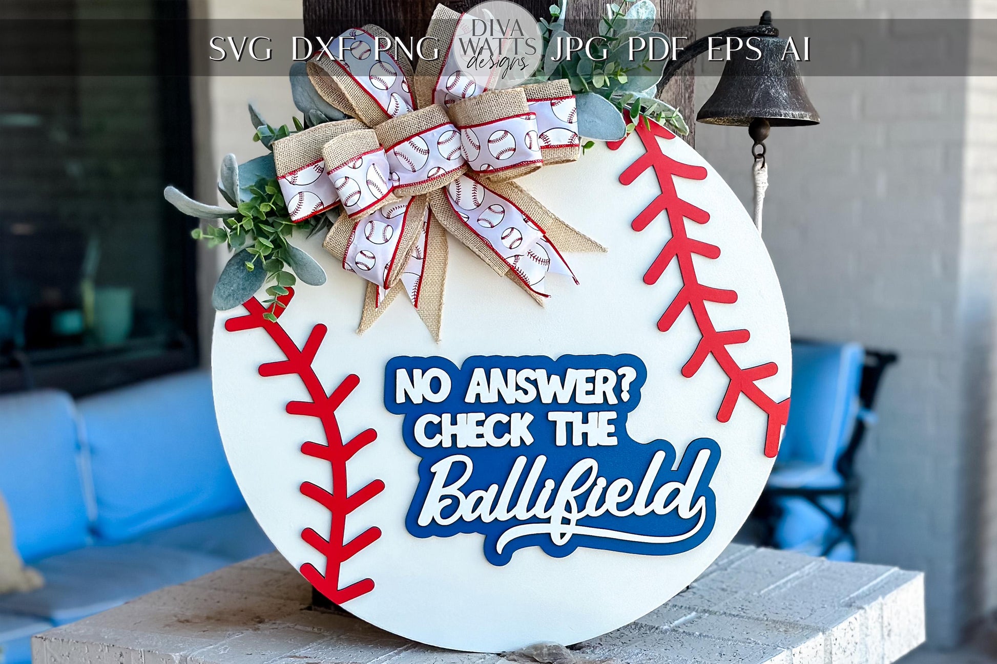 Baseball Door Hanger SVG Laser File | No Answer Check the Ballfield Sign | 3D Layered Laser Cut File | Xtool Glowforge Cut File Round Sign