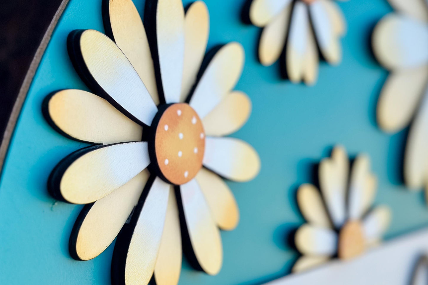Hello Daisy Door Hanger SVG Laser Cut File | 3D Layered Floral Sign | Spring Porch Decor | Glowforge Xtool Laser File Flower Door Hanger