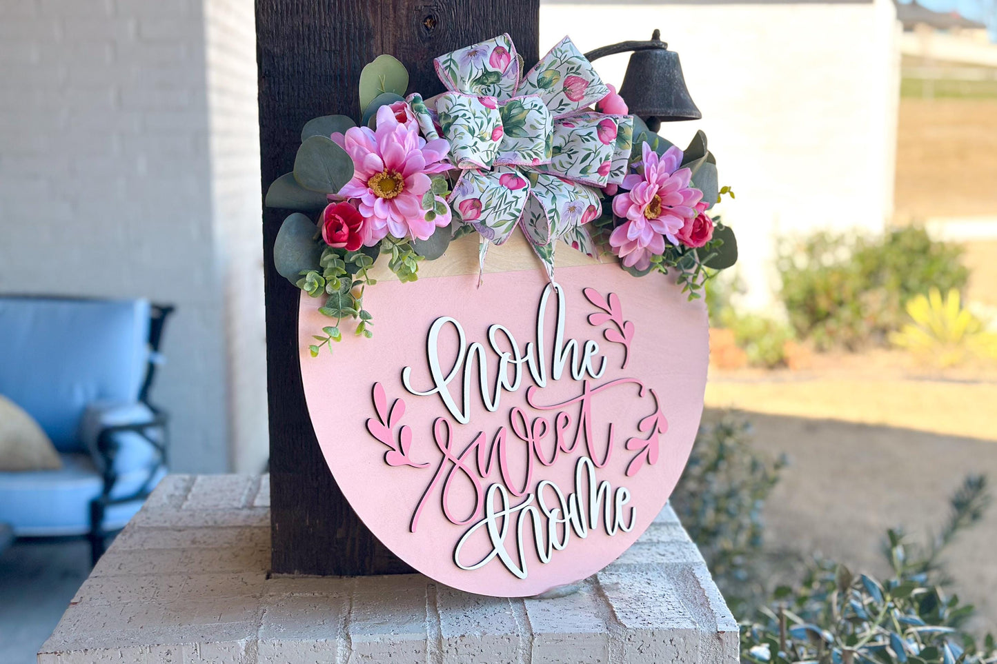 Home Sweet Home Laser Cut File SVG | Round Door Hanger SVG | Floral Layered Sign | Glowforge & Xtool File | DIY Welcome Sign svg