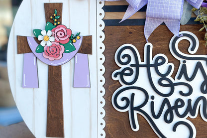 He Is Risen Door Hanger SVG, Easter Cross Laser Cut File, Christian Decor, Religious Sign, Glowforge, Xtool, Laser SVG, Church Decor