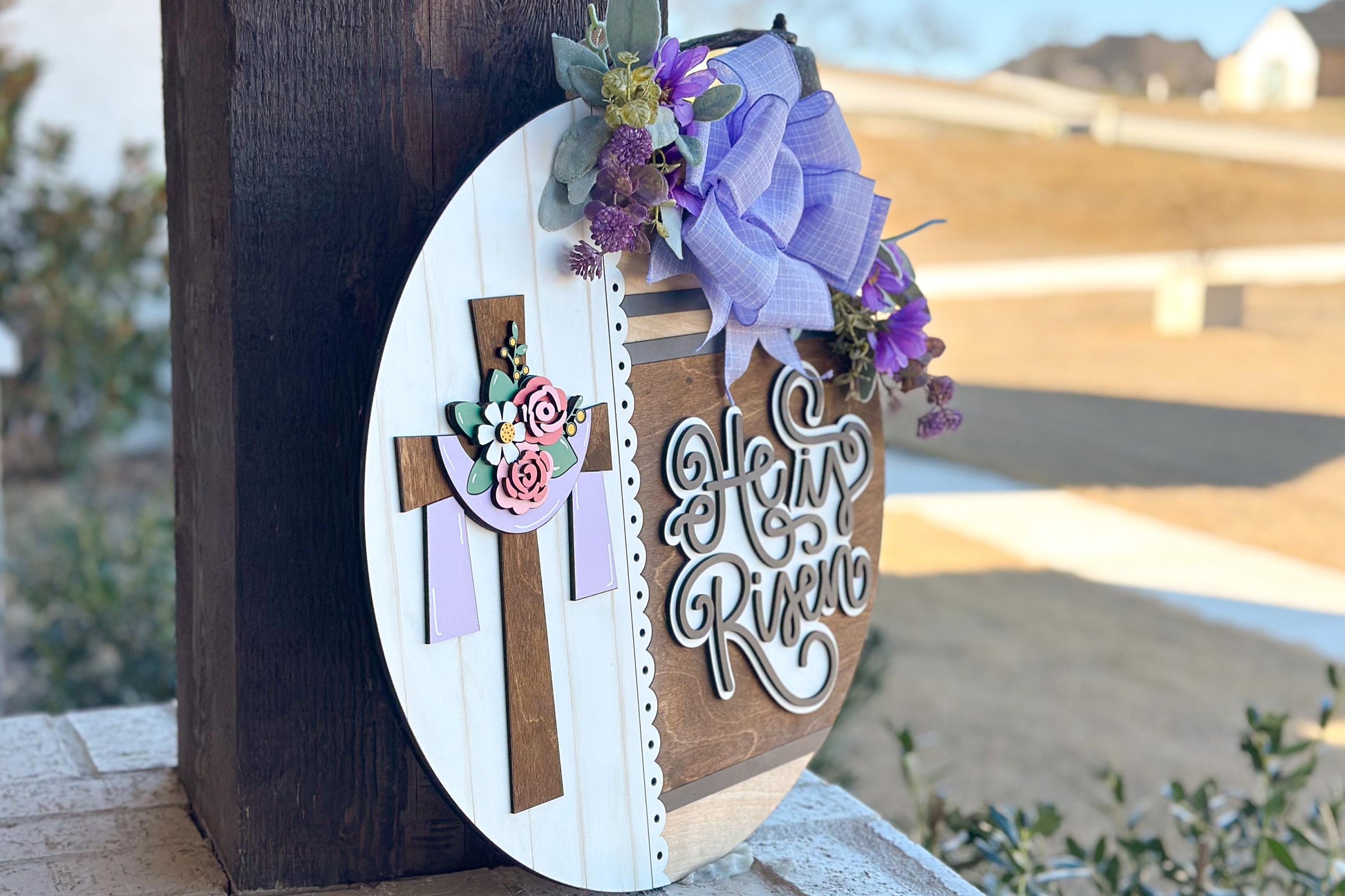 He Is Risen Door Hanger SVG, Easter Cross Laser Cut File, Christian Decor, Religious Sign, Glowforge, Xtool, Laser SVG, Church Decor