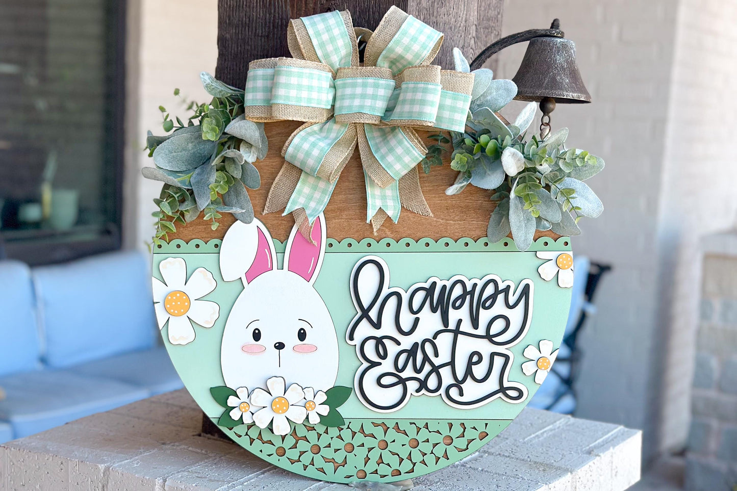 appy Easter Bunny Door Hanger SVG, Laser Cut File, 3D Layered Easter Sign, Spring Porch Decor, Glowforge, Xtool, Laser SVG