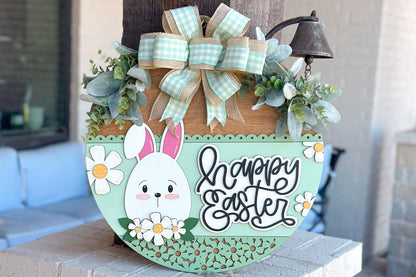 appy Easter Bunny Door Hanger SVG, Laser Cut File, 3D Layered Easter Sign, Spring Porch Decor, Glowforge, Xtool, Laser SVG