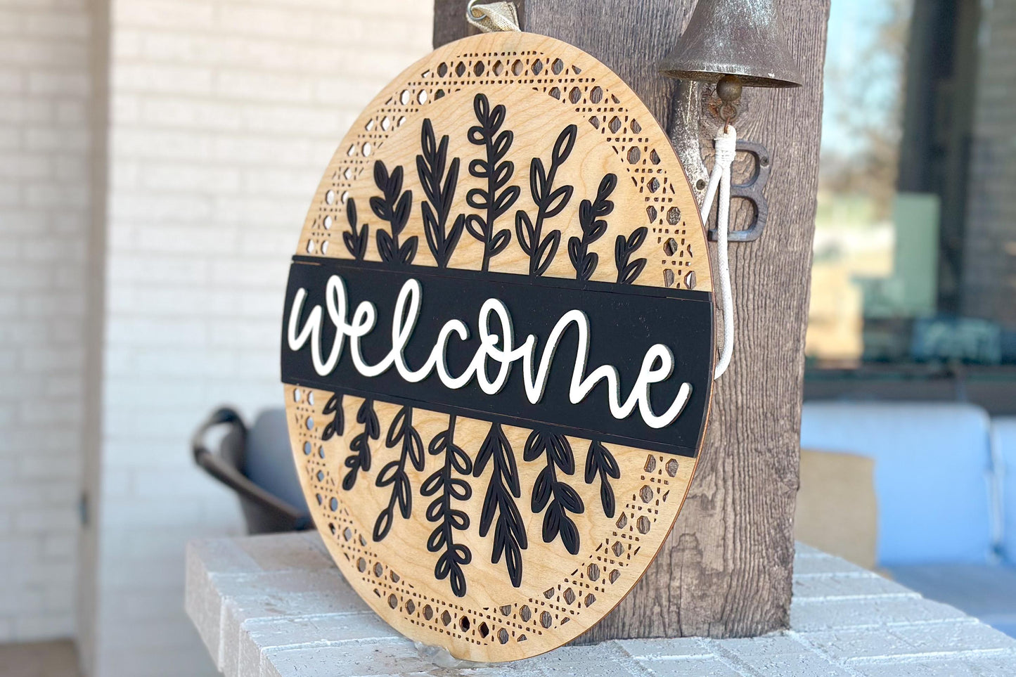 Welcome Door Hanger SVG, Farmhouse Sign Laser Cut File, Rustic Home Decor, Porch Sign, Glowforge, Xtool, Laser SVG Glowforge Basic Friendly!