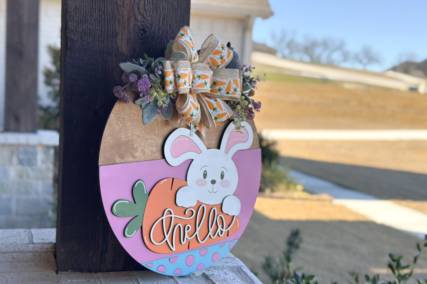 Hello Easter Bunny Carrot Door Hanger SVG, Laser Cut File, 3D Layered Easter Sign, Spring Porch Decor, Glowforge, Xtool, Laser SVG