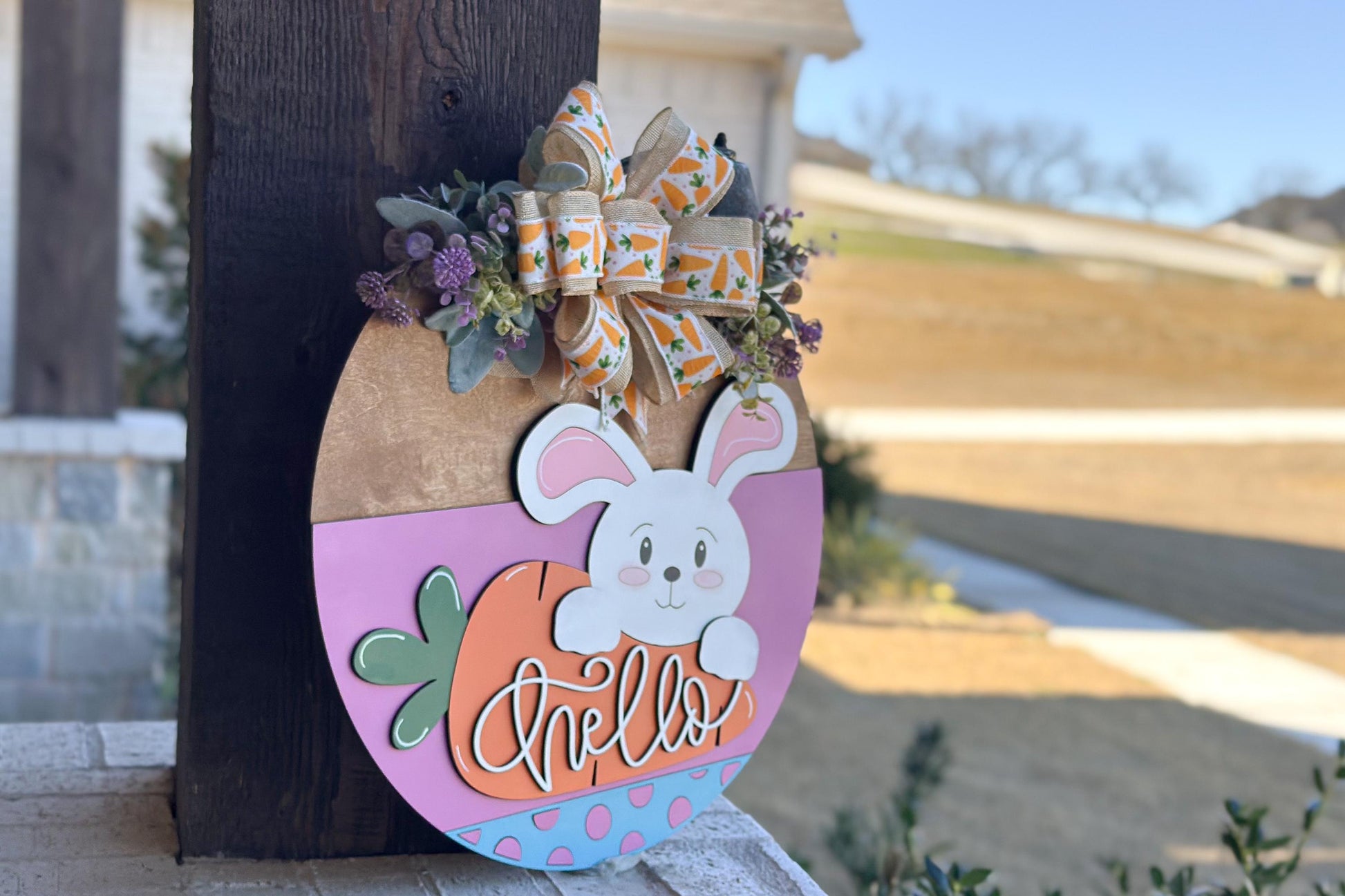 Hello Easter Bunny Carrot Door Hanger SVG, Laser Cut File, 3D Layered Easter Sign, Spring Porch Decor, Glowforge, Xtool, Laser SVG