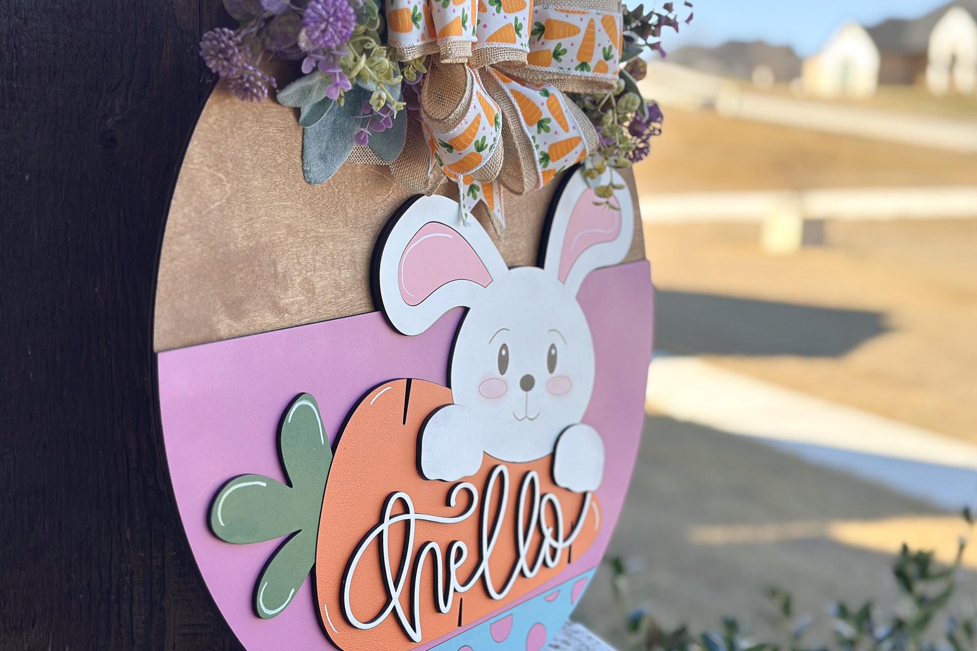 Hello Easter Bunny Carrot Door Hanger SVG, Laser Cut File, 3D Layered Easter Sign, Spring Porch Decor, Glowforge, Xtool, Laser SVG