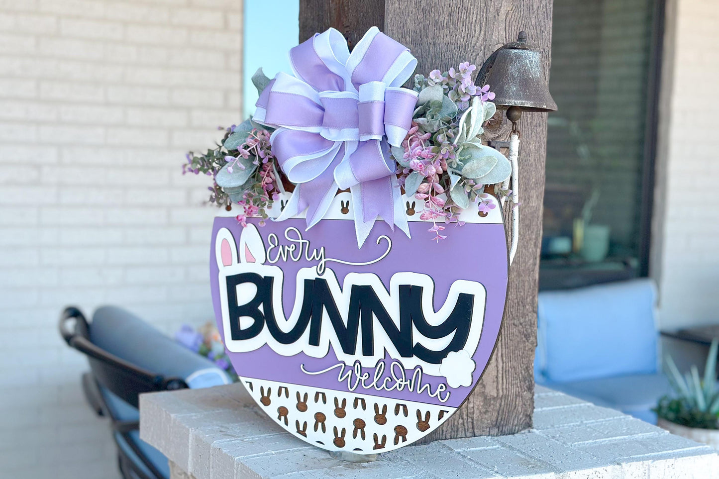 Every Bunny Welcome Easter Door Hanger SVG, Laser Cut File, 3D Layered Easter Sign, Spring Porch Decor, Glowforge, Xtool, Laser SVG