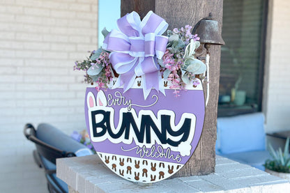 Every Bunny Welcome Easter Door Hanger SVG, Laser Cut File, 3D Layered Easter Sign, Spring Porch Decor, Glowforge, Xtool, Laser SVG