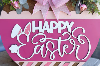 Happy Easter Bunny Ears Door Hanger SVG, Laser Cut File, 3D Layered Easter Sign, Spring Porch Decor, Glowforge, Xtool, Laser SVG
