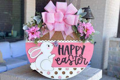 Happy Easter Bunny with Butterfly Door Hanger SVG, 3D Layered Laser Cut File, Spring Porch Sign, Glowforge, Xtool, Laser SVG