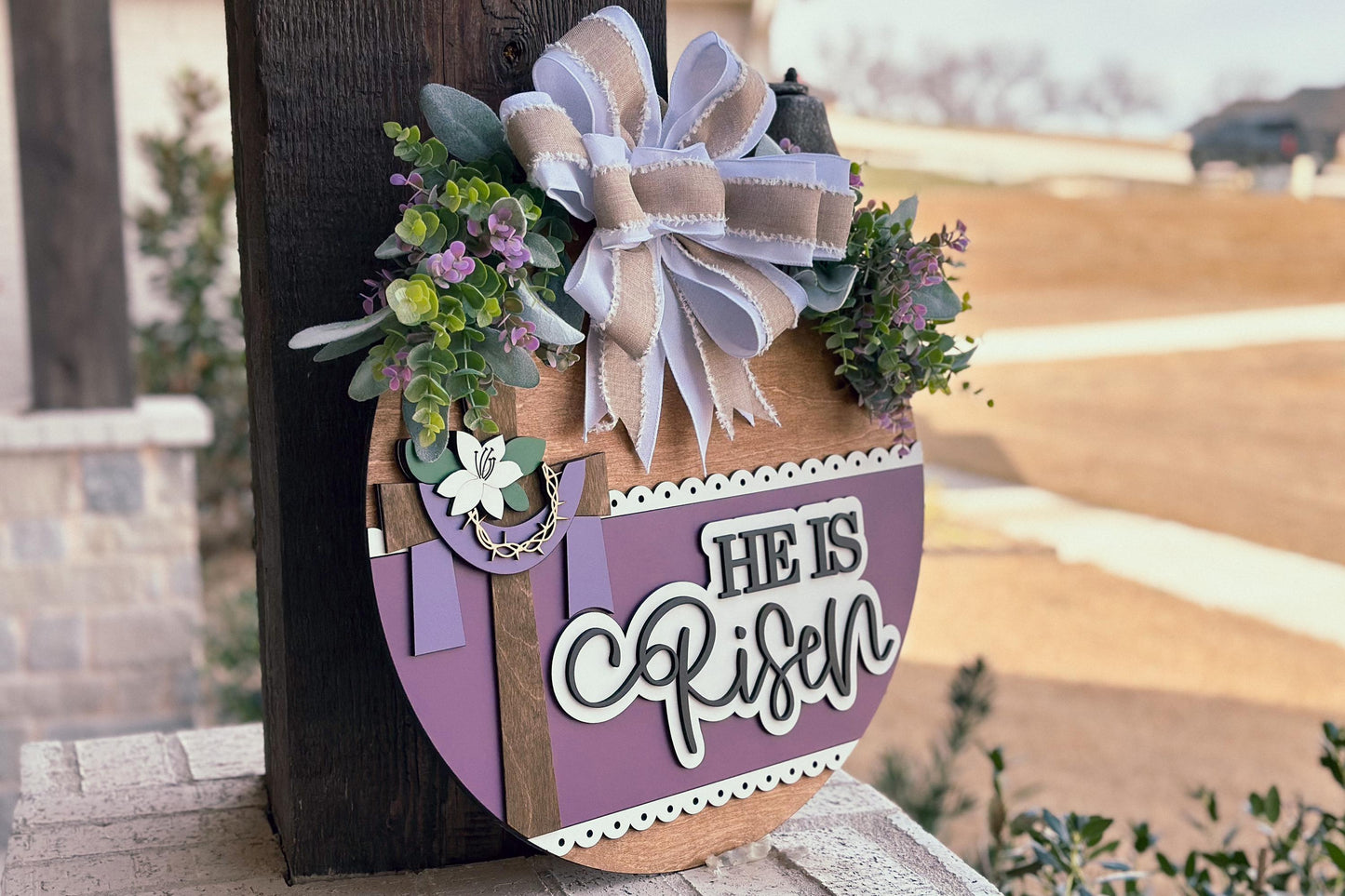 He Is Risen SVG, Christian Easter Door Hanger Laser Cut File, 3D Religious Sign, DIY Church Decor, Glowforge, Xtool, Laser Cut File
