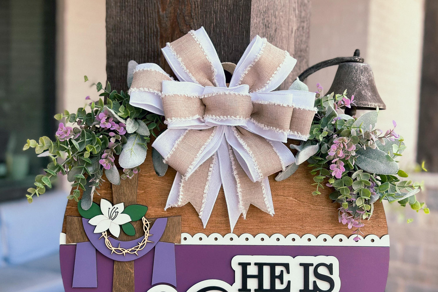 He Is Risen SVG, Christian Easter Door Hanger Laser Cut File, 3D Religious Sign, DIY Church Decor, Glowforge, Xtool, Laser Cut File