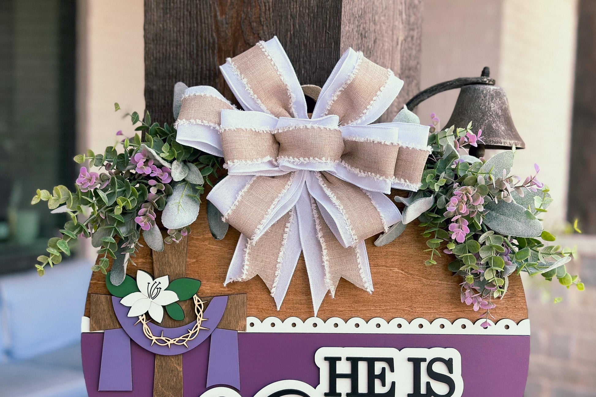 He Is Risen SVG, Christian Easter Door Hanger Laser Cut File, 3D Religious Sign, DIY Church Decor, Glowforge, Xtool, Laser Cut File