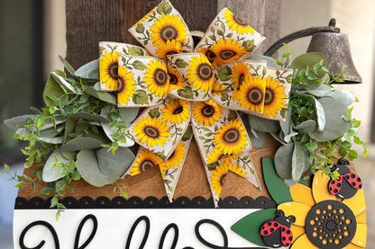 Hello Ladybug Door Hanger SVG, 3D Layered Laser Cut File, Sunflower Porch Sign, Spring Welcome Sign, Glowforge xTool Cut File