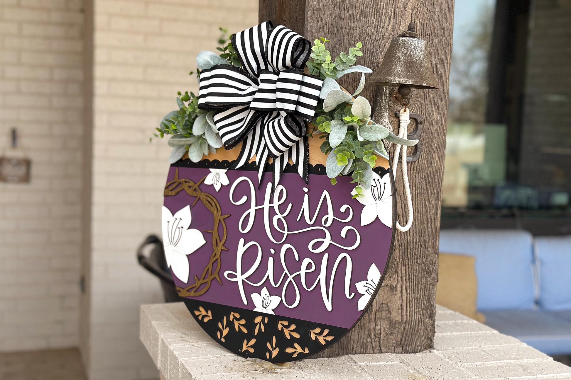 He Is Risen Door Hanger SVG, 3D Layered Easter Laser Cut File, Religious Porch Sign, Christian Home Decor, Glowforge xTool Cut File