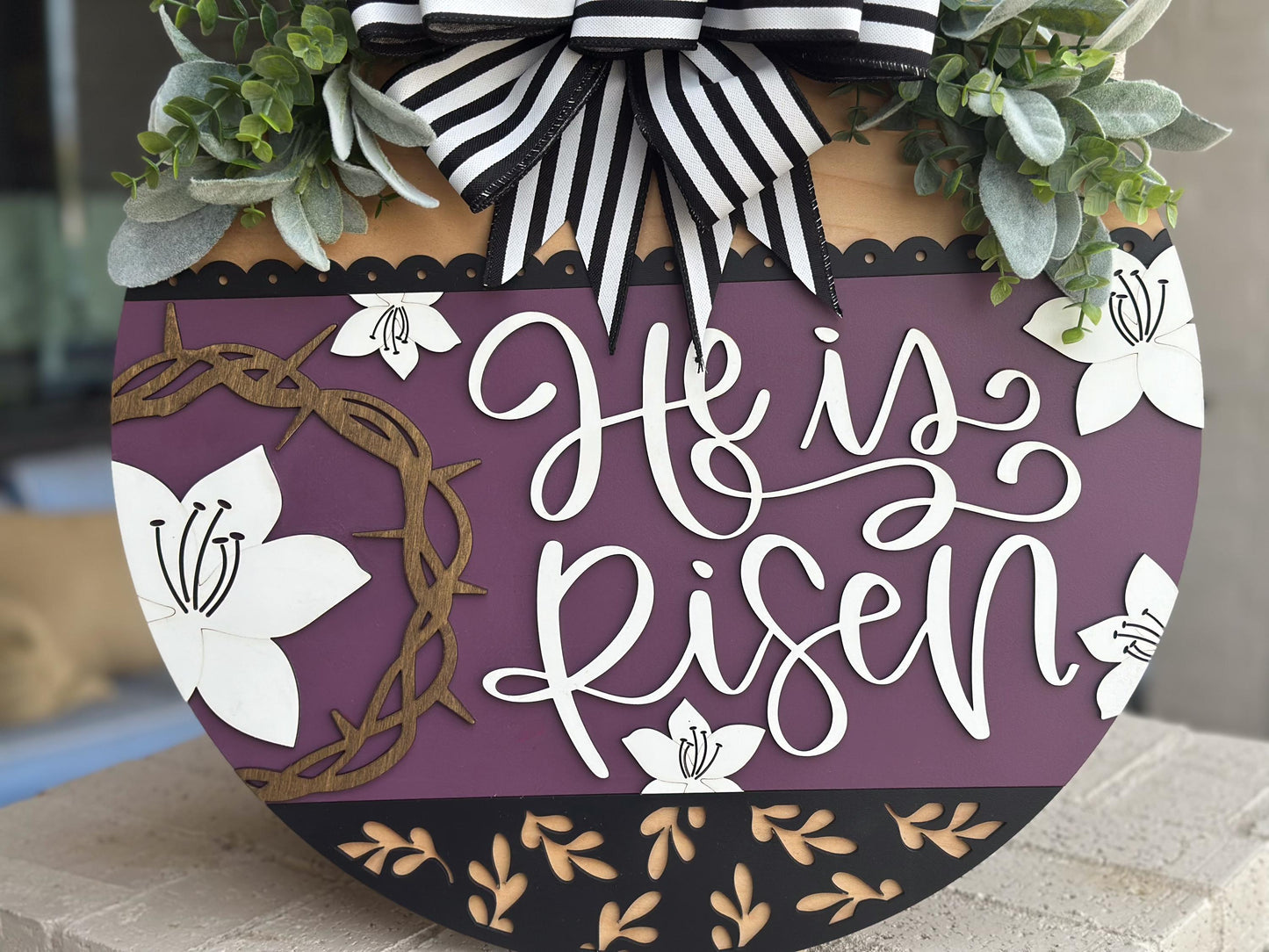 He Is Risen Door Hanger SVG, 3D Layered Easter Laser Cut File, Religious Porch Sign, Christian Home Decor, Glowforge xTool Cut File