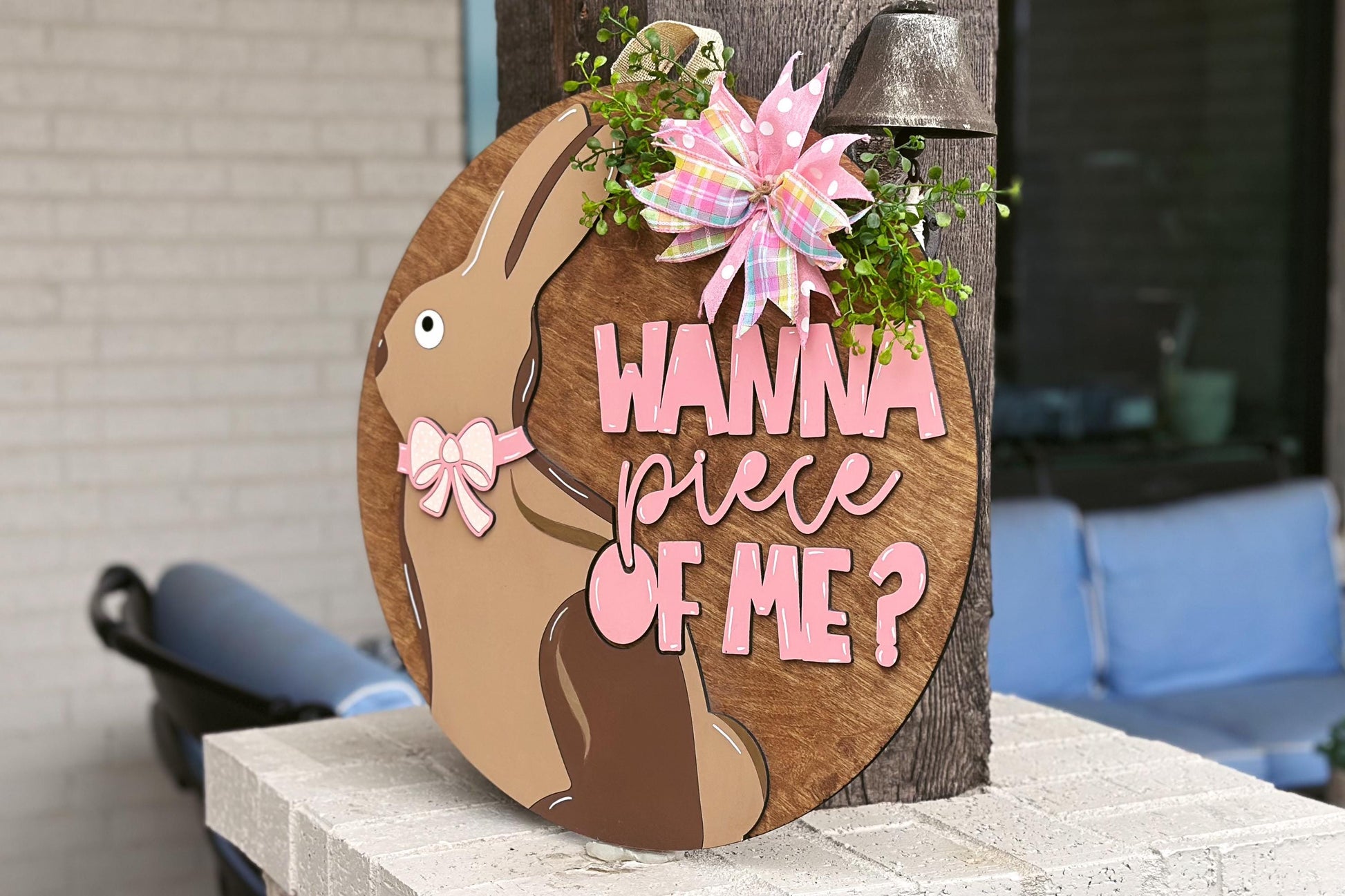 Chocolate Bunny Easter Door Hanger SVG, Funny Easter Laser Cut File, 3D Layered Easter Sign, Spring Laser Sign, Glowforge Xtool File