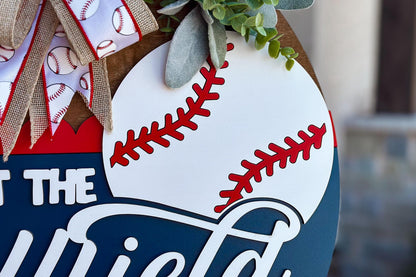 Baseball Door Hanger SVG, Probably at the Ballfield Sign, 3D Layered Sports Laser Cut File, Baseball Mom Laser Sign, Glowforge Xtool File