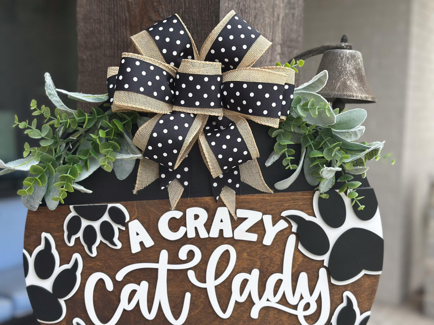 Crazy Cat Lady Lives Here SVG | Funny Pet Door Hanger Laser File | Cat Paw Round Sign for Glowforge & Xtool Funny Cat Door Hanger for Laser