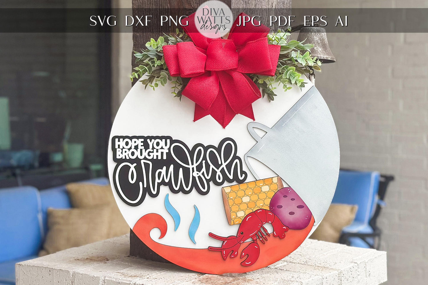 Hope You Brought Crawfish SVG | Boil Party Laser Cut File | Funny Cajun Door Hanger Sign | Crawfish Boil Sign for Xtool Glowforge Mudbug svg