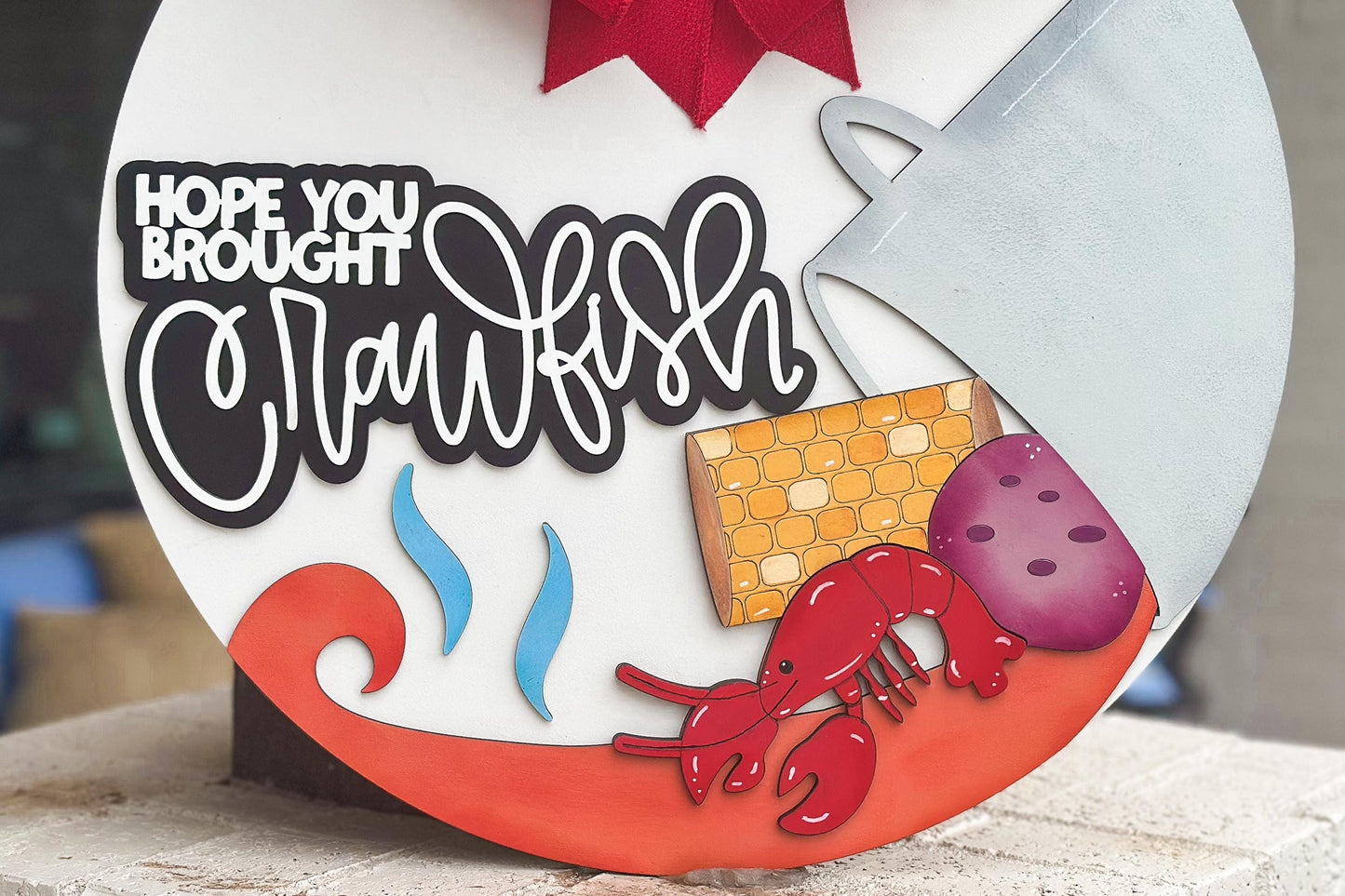 Hope You Brought Crawfish SVG | Boil Party Laser Cut File | Funny Cajun Door Hanger Sign | Crawfish Boil Sign for Xtool Glowforge Mudbug svg