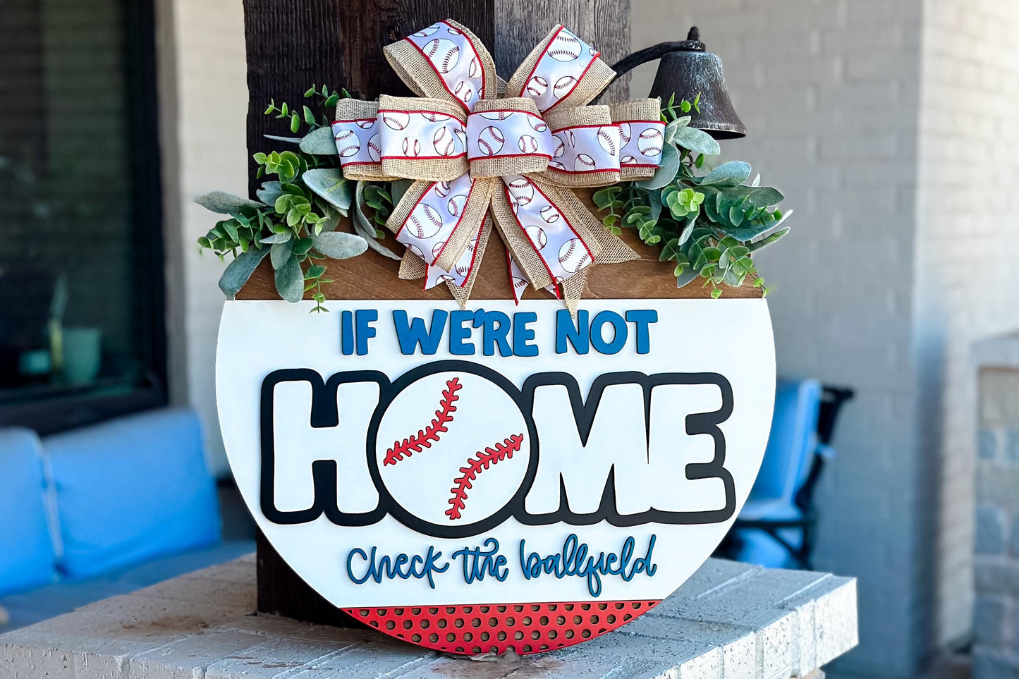 Baseball Home Sign SVG, Sports Door Hanger Laser Cut File, If We’re Not Home Check the Ballfield, 3D Layered Sign, Glowforge, Xtool, Omtech
