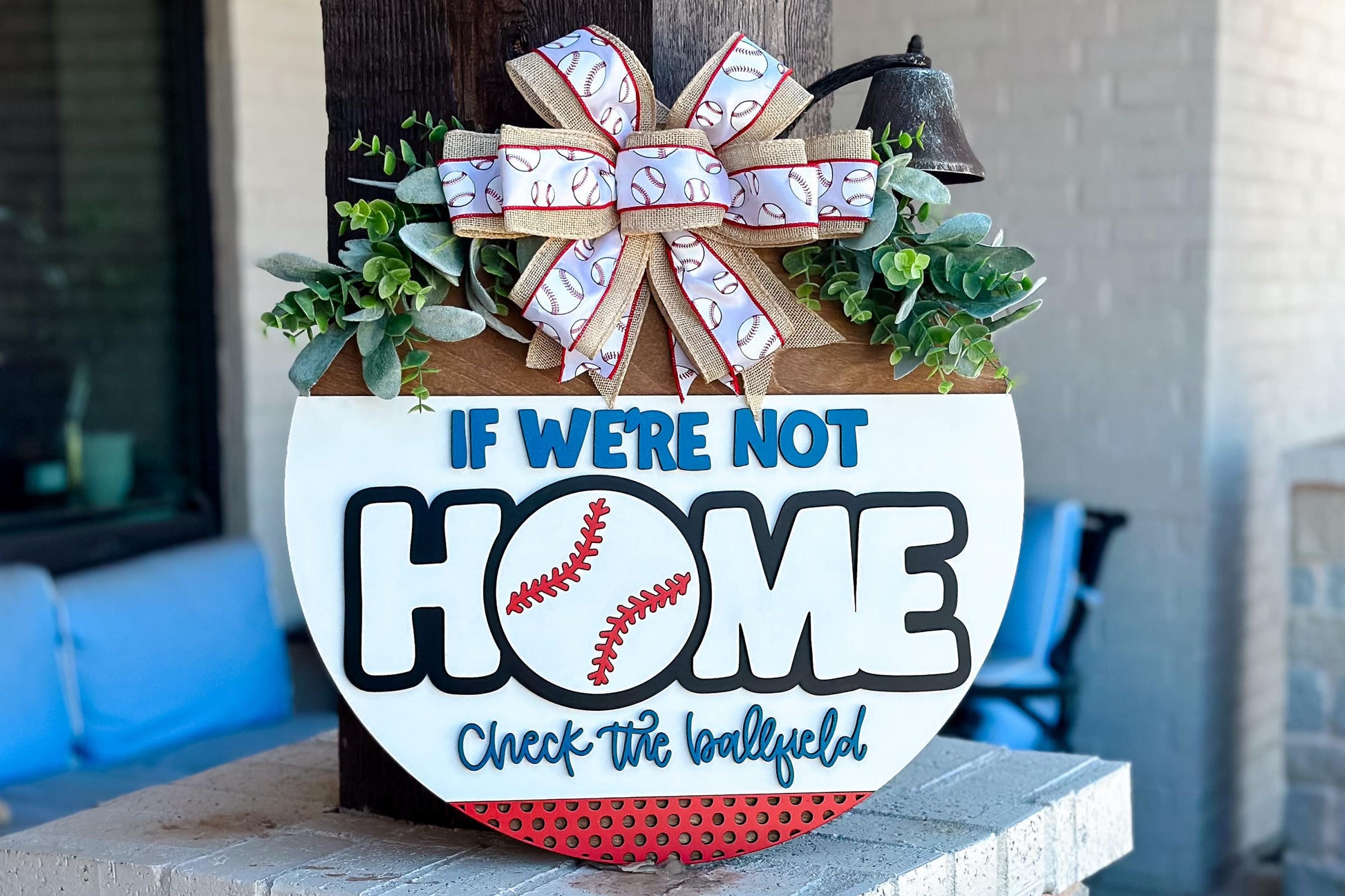 Baseball Home Sign SVG, Sports Door Hanger Laser Cut File, If We’re Not Home Check the Ballfield, 3D Layered Sign, Glowforge, Xtool, Omtech