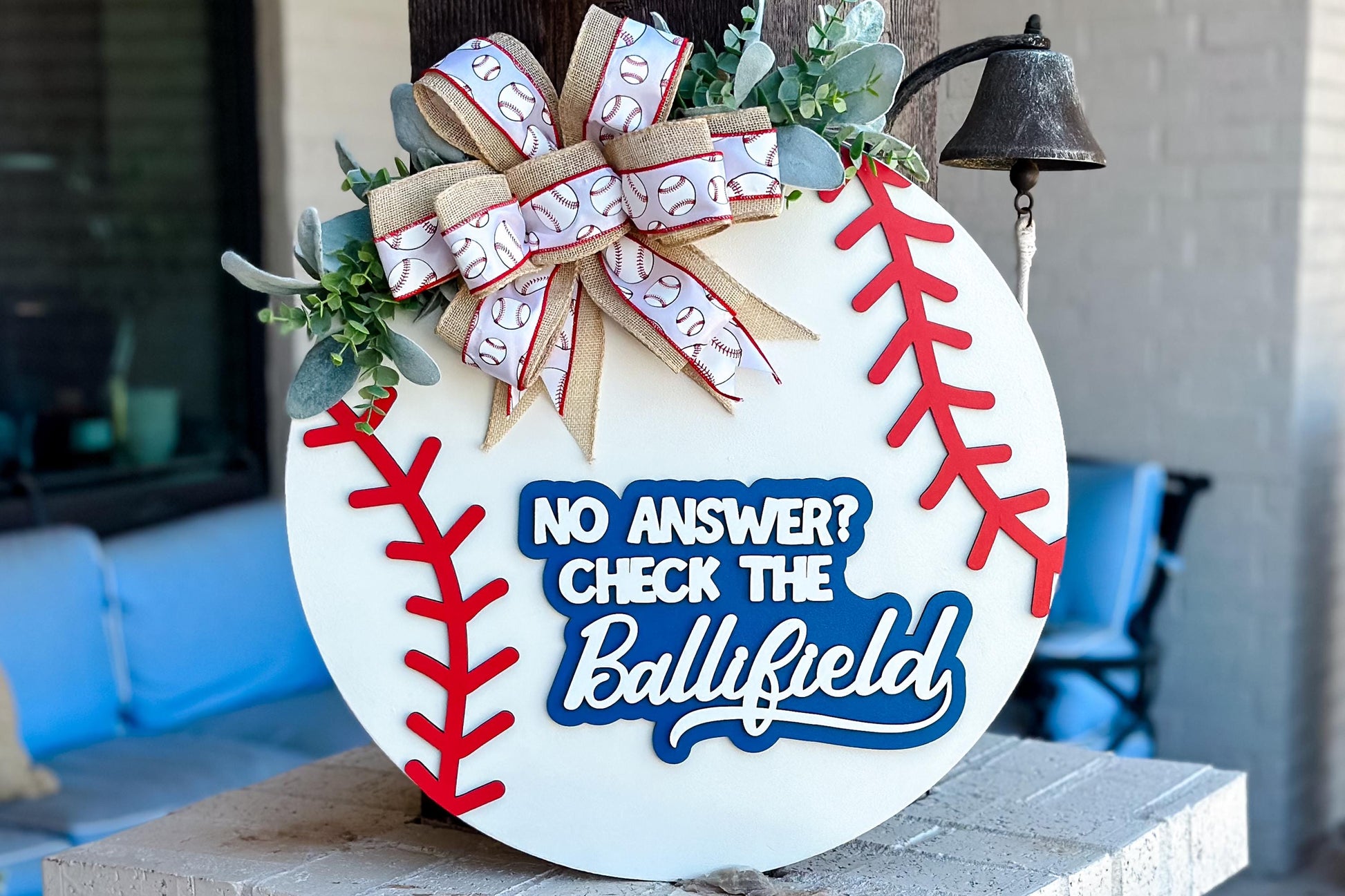 Baseball Door Hanger SVG Laser File | No Answer Check the Ballfield Sign | 3D Layered Laser Cut File | Xtool Glowforge Cut File Round Sign