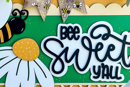 Bee Home Sweet Home SVG Laser File | Honeycomb Round Door Hanger SVG for Laser Cutting | Bumblebee Farmhouse Sign Summer Decor