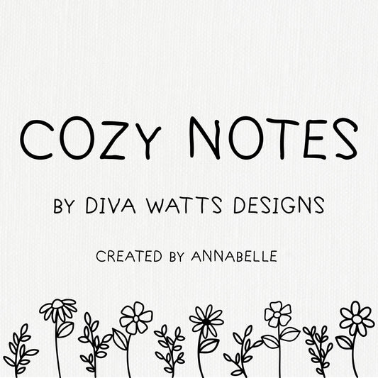 Cozy Notes Font | Handwritten SVG Friendly Font | Sweet Hand Lettered Font for Laser Projects, Crafts, Stickers, Signs Casual Print Font