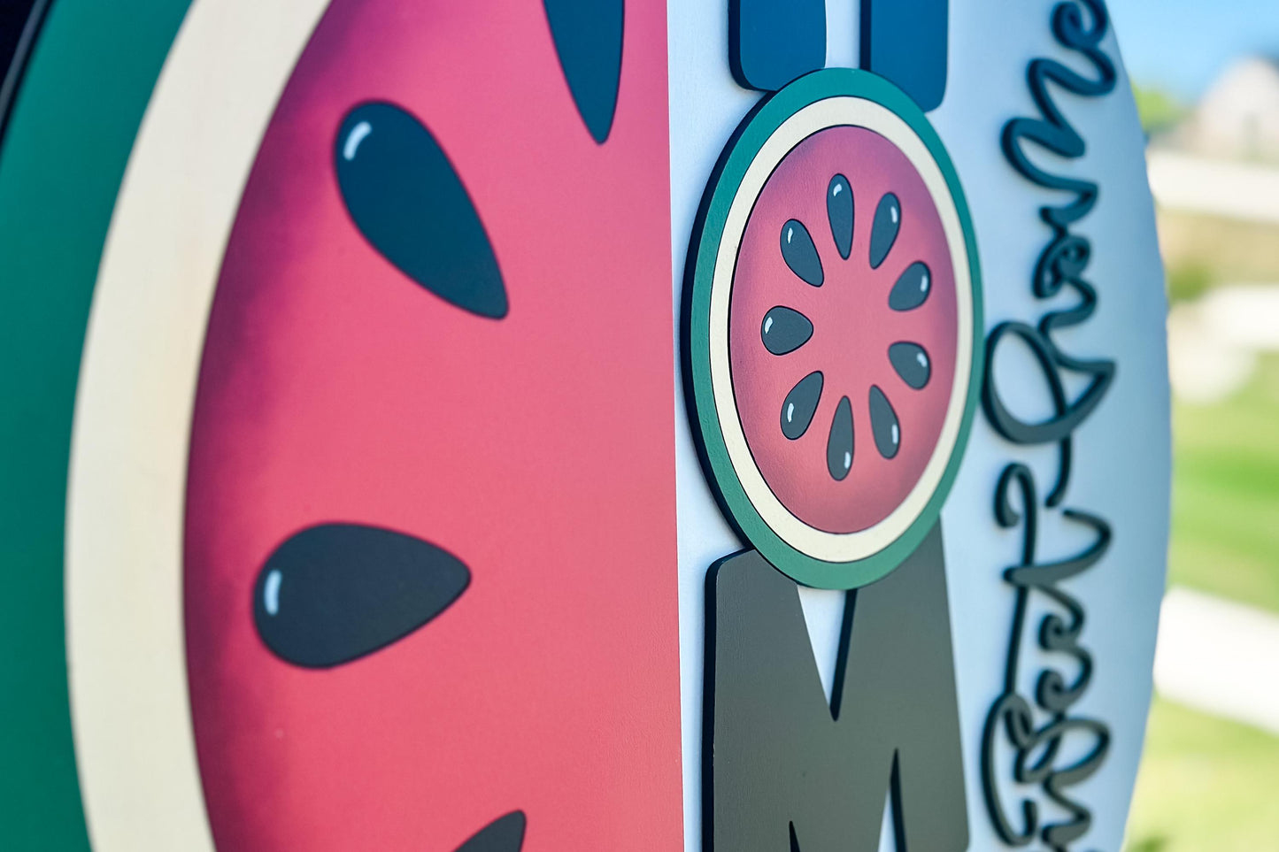 Laser Cut Door Hanger SVG | Watermelon HOME Sweet Home Sign svg File | DIY Round Wood Sign Template | Glowforge xTool Compatible File