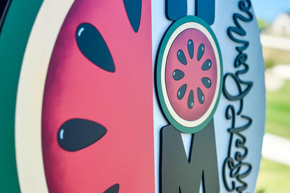 Laser Cut Door Hanger SVG | Watermelon HOME Sweet Home Sign svg File | DIY Round Wood Sign Template | Glowforge xTool Compatible File