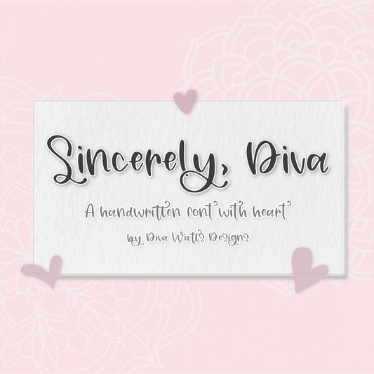 Sincerely Diva – Handwritten Script Font | OTF Only | Modern Calligraphy Font for Cricut, SVG, and Printables Wedding Font for Pretty Crafts
