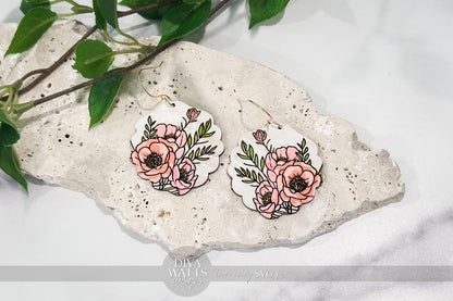 Laser Cut Earring SVG | Floral Engraved Earring File | DIY Jewelry SVG for xTool Glowforge | Spring Bouquet svg Earrings