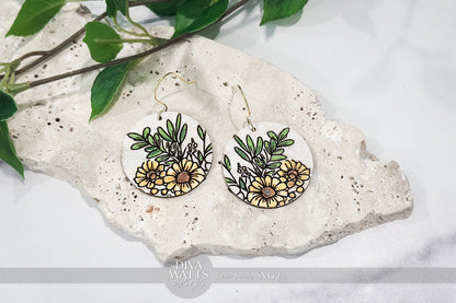Laser Cut Earring SVG | Floral Engraved Earring File | DIY Jewelry SVG for xTool Glowforge | Spring Bouquet svg Earrings